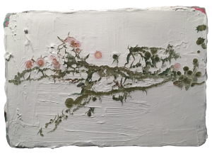 'Branche in white landscape', oil on canvas, 22 x 31 cm / olieverf op doek, 22 x 31 cm