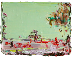 'The red bull', oil on canvas, 18,5 x 24 cm/ olie op doek, 18,5 x 24 cm