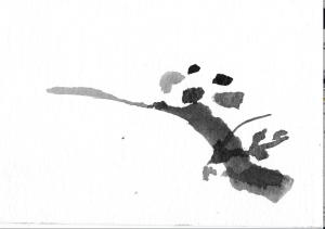 penseeltekening op papier, Oost-Indische inkt, 10 x 15 cm