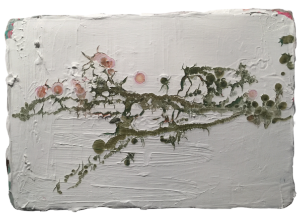 2016, 'Branche in white landscape', oil on canvas, 22 x 31 cm, particuliere collectie